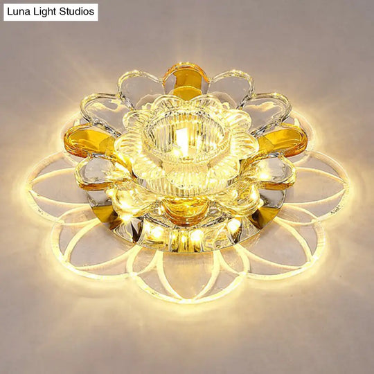 Crystal Clear Led Floral Flush Mount Ceiling Light