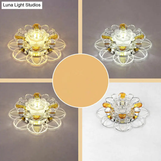 Crystal Clear Led Floral Flush Mount Ceiling Light / 5W Third Gear