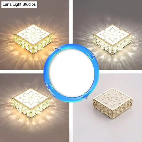 Crystal Clear Led Flush Ceiling Light With Artistic Square Shape And Acrylic Diffuser / 6 Third Gear