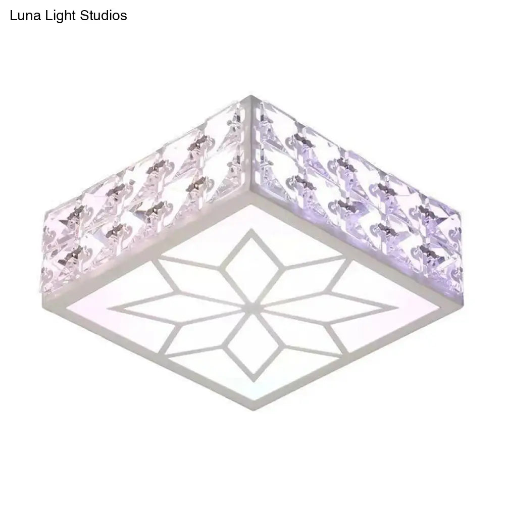 Crystal Clear Led Flush Ceiling Light With Artistic Square Shape And Acrylic Diffuser