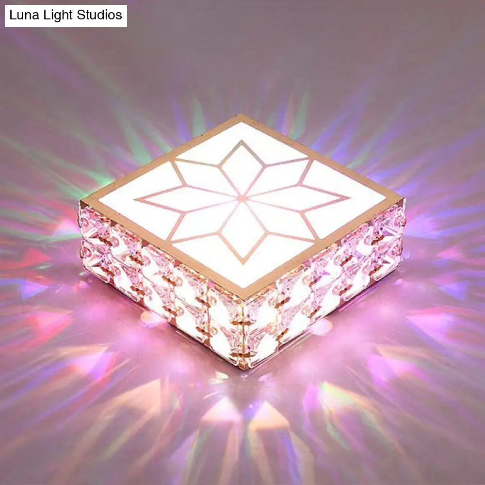 Crystal Clear Led Flush Ceiling Light With Artistic Square Shape And Acrylic Diffuser