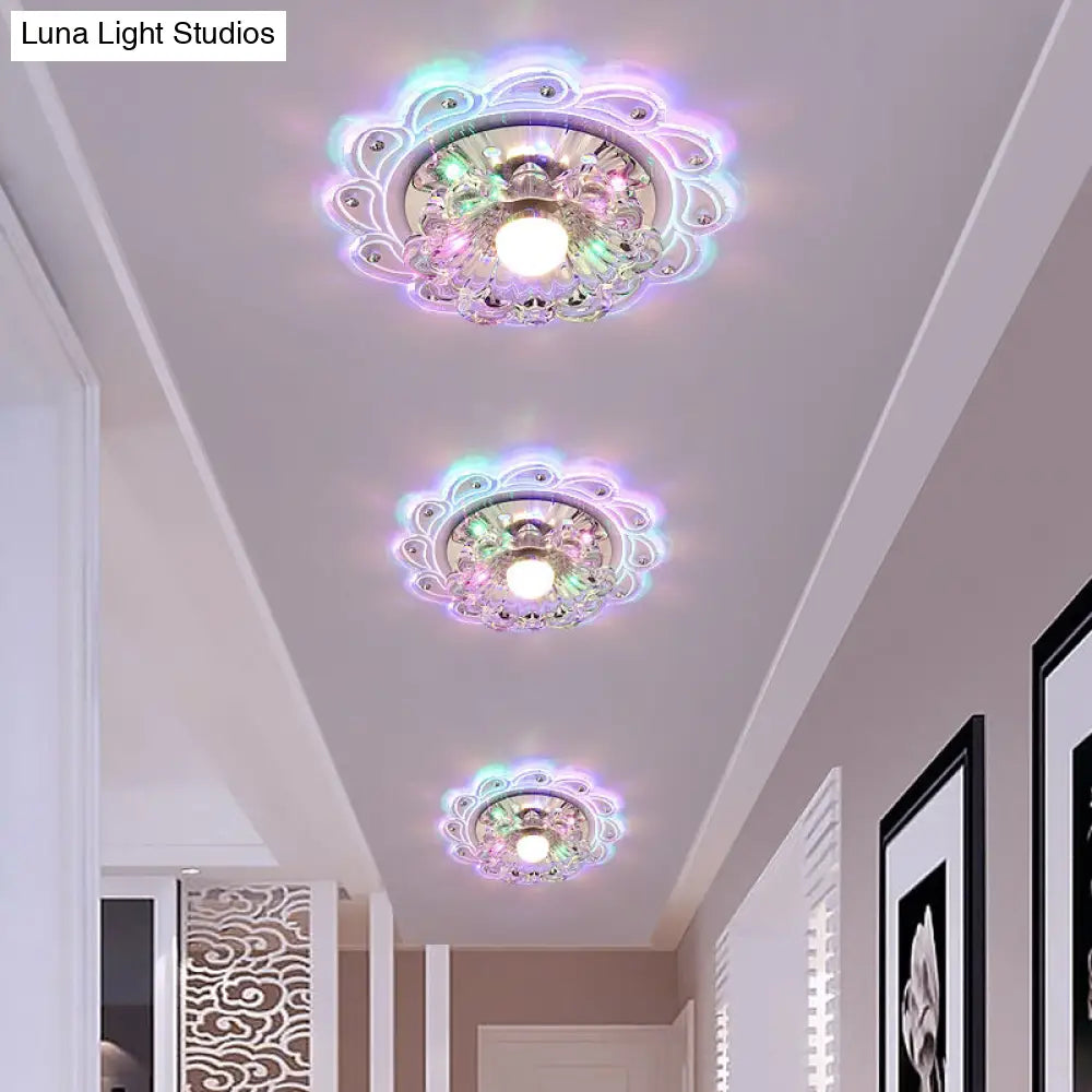 Crystal Clear Led Flush Mount Ceiling Light For Foyer - Blossom Simplicity