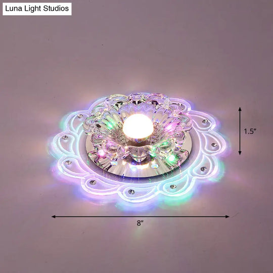 Crystal Clear Led Flush Mount Ceiling Light For Foyer - Blossom Simplicity / Multi Color