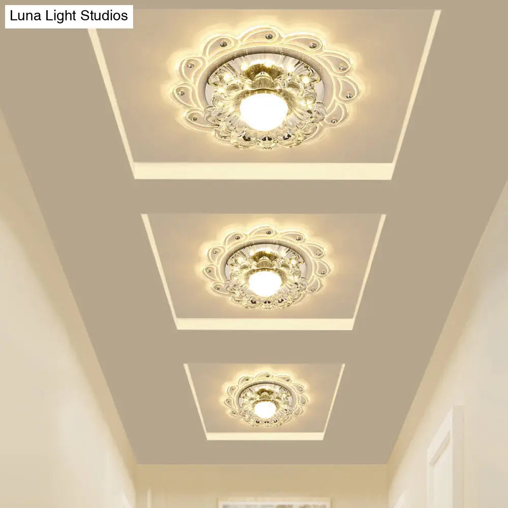 Crystal Clear Led Flush Mount Ceiling Light For Foyer - Blossom Simplicity