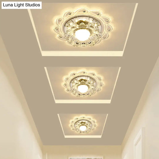 Crystal Clear Led Flush Mount Ceiling Light For Foyer - Blossom Simplicity