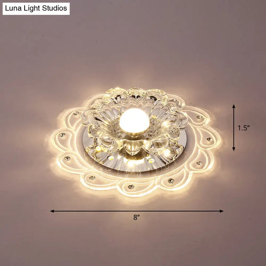 Crystal Clear Led Flush Mount Ceiling Light For Foyer - Blossom Simplicity / Warm