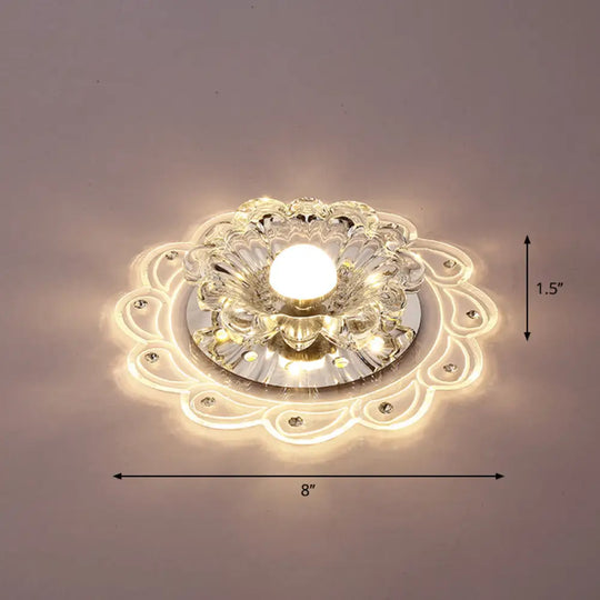 Crystal Clear Led Flush Mount Ceiling Light For Foyer - Blossom Simplicity / Warm