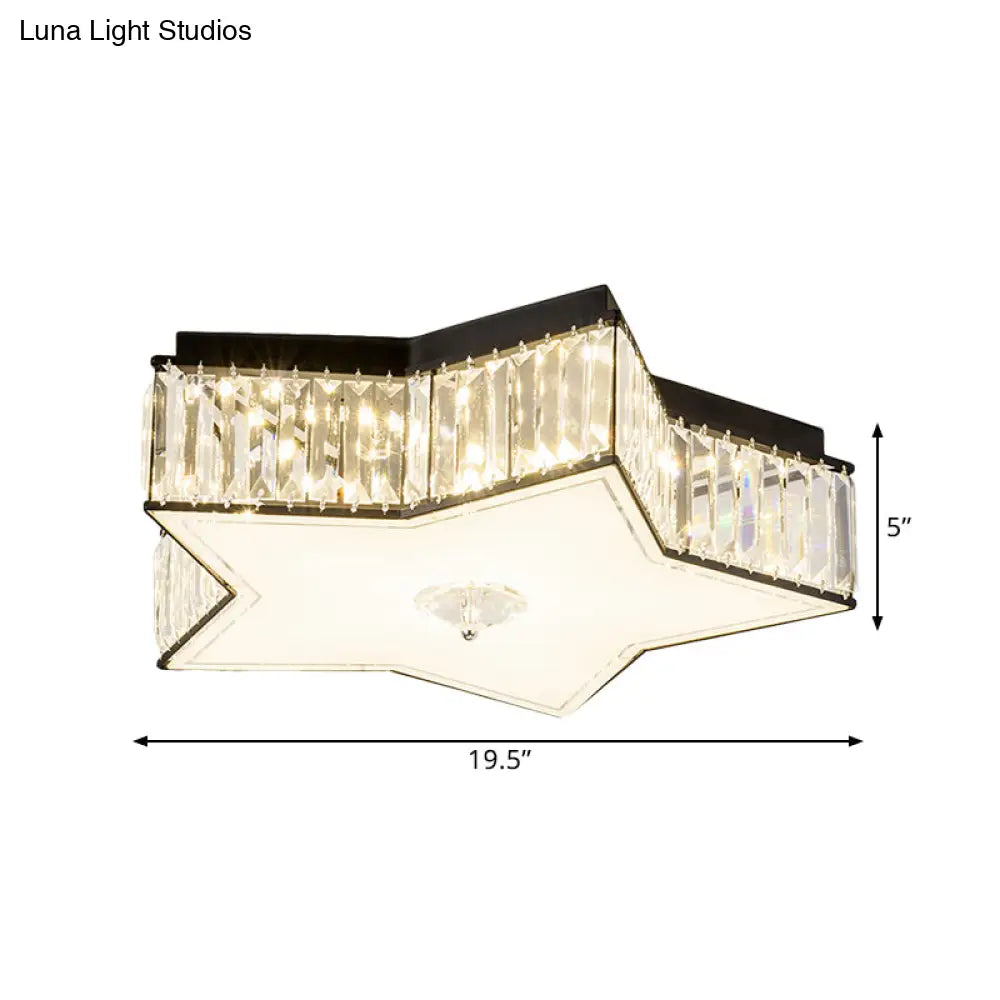 Crystal Clear Led Star Flush Mount Ceiling Light For Modern Living Room - 16’/19.5’ Width