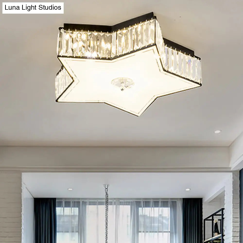 Crystal Clear Led Star Flush Mount Ceiling Light For Modern Living Room - 16/19.5 Width / 16