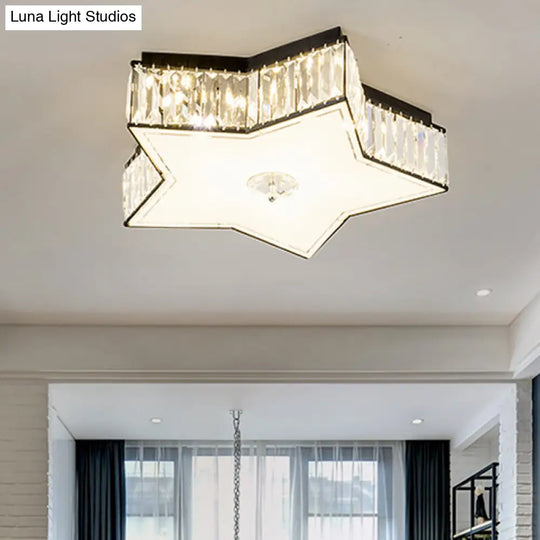 Crystal Clear Led Star Flush Mount Ceiling Light For Modern Living Room - 16/19.5 Width / 16