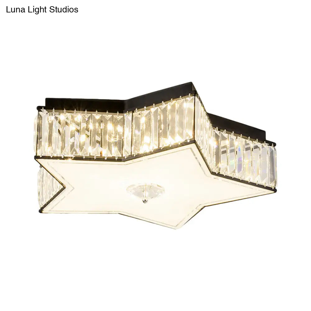 Crystal Clear Led Star Flush Mount Ceiling Light For Modern Living Room - 16’/19.5’ Width