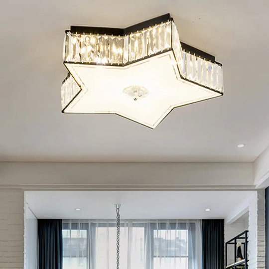 Crystal Clear Led Star Flush Mount Ceiling Light For Modern Living Room - 16’/19.5’ Width / 16’
