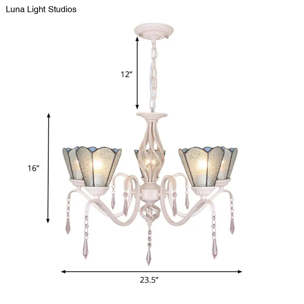 Crystal Cone Chandelier With 5 Clear Glass Lights - Elegant Tradition Pendant For Stairways