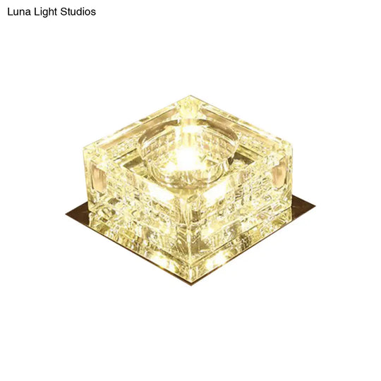 Crystal Cubic Led Flush Mount Ceiling Lamp For Corridors