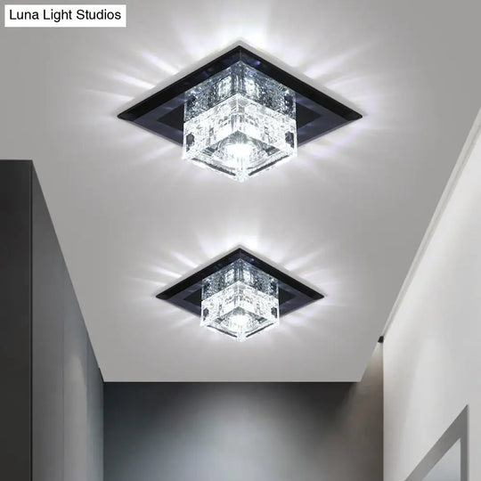 Crystal Cubic Led Flush Mount Ceiling Lamp For Corridors