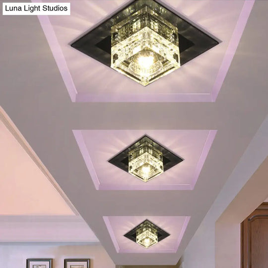 Crystal Cubic Led Flush Mount Ceiling Lamp For Corridors