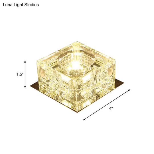 Crystal Cubic Led Flush Mount Ceiling Lamp For Corridors