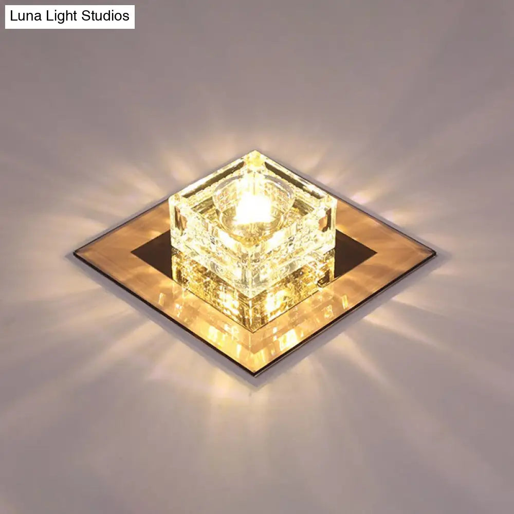 Crystal Cubic Led Flush Mount Ceiling Lamp For Corridors