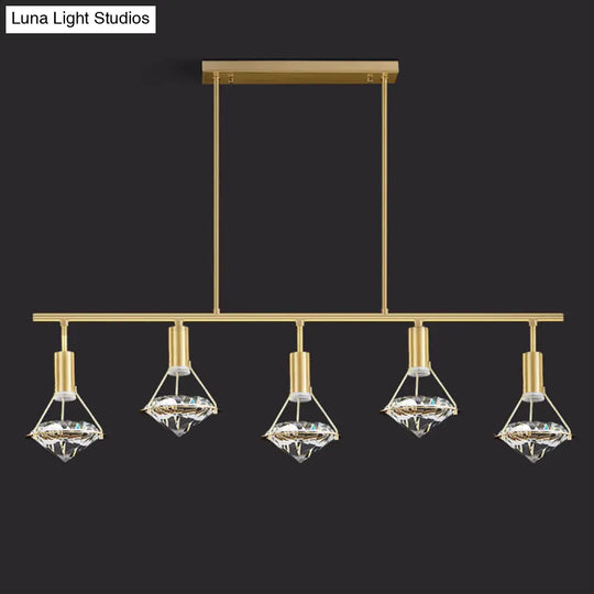 Crystal Diamond Island Pendant Light With Led And Modern Gold Finish