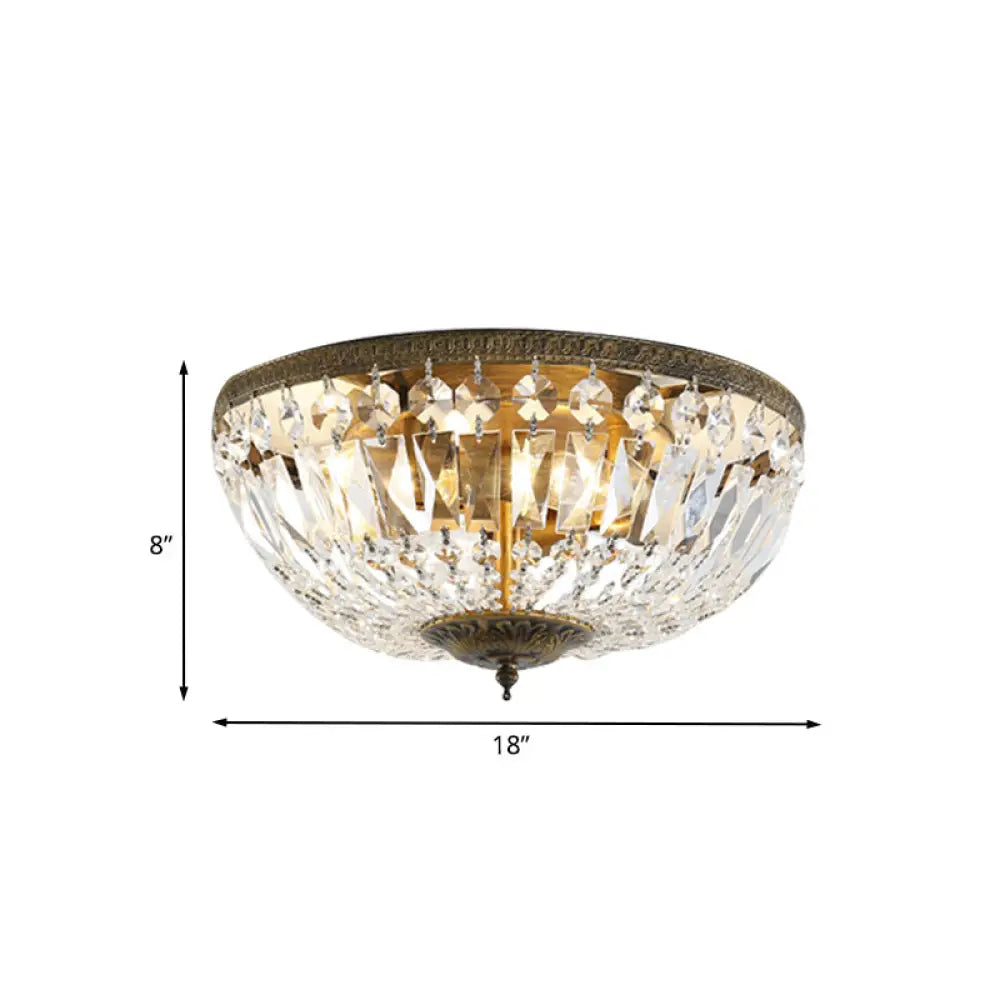 Dome Light Fixture Crystal Dome Flush Mount Ceiling Fixture - Glamorous Bronze Finish ...