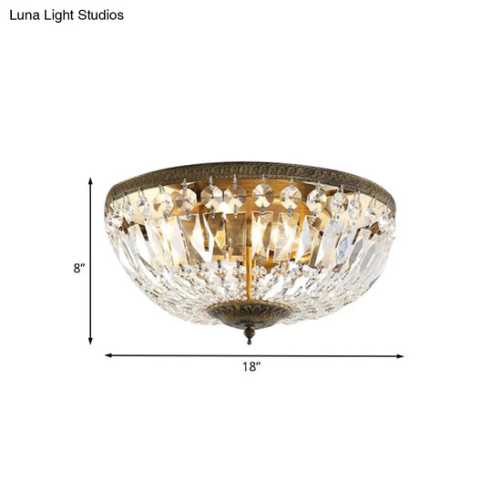 Crystal Dome Flush Mount Ceiling Fixture - Glamorous Bronze Finish