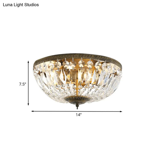 Crystal Dome Flush Mount Ceiling Fixture - Glamorous Bronze Finish