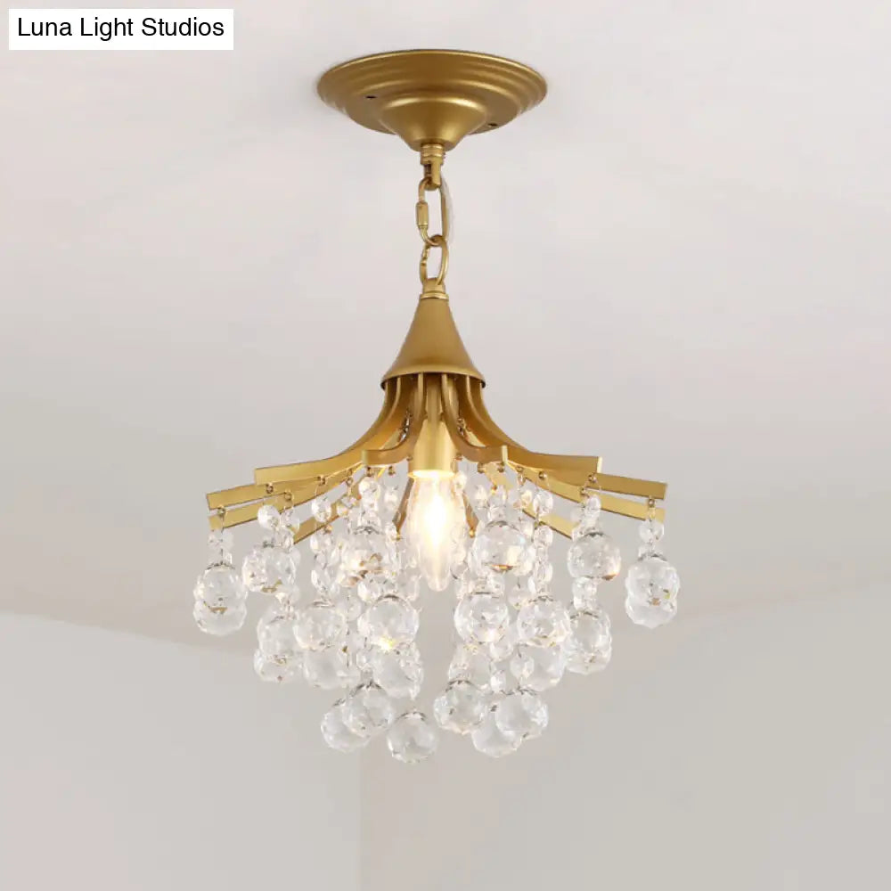 Crystal Drops Single Bulb Metal Chandelier - Elegant Lighting Solution
