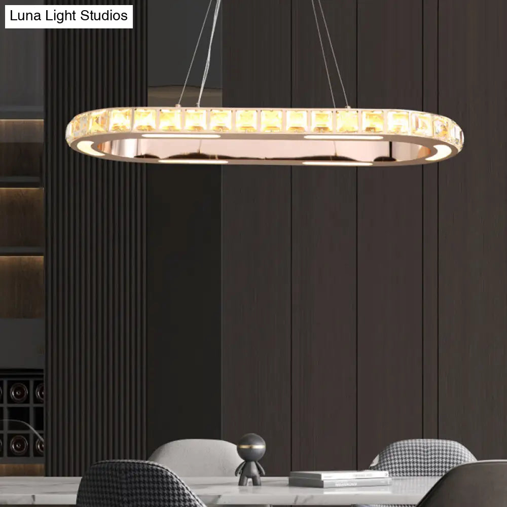 Crystal Embedded Gold Ring Chandelier With Led Pendant Light For Living Room