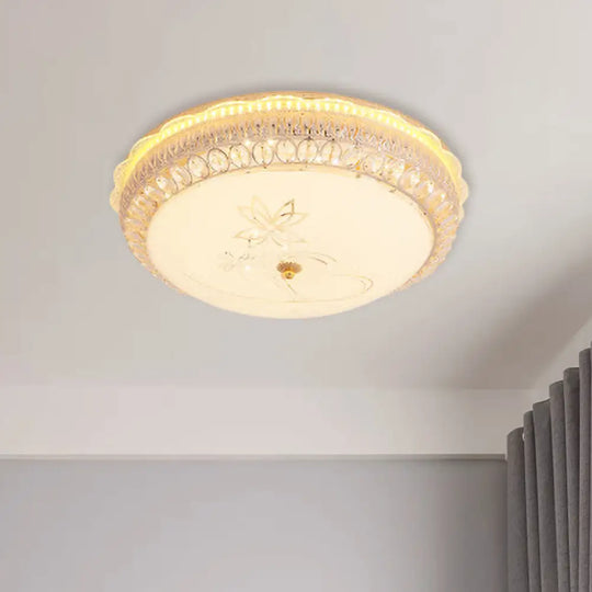 Crystal-Embedded Led Flush Mount Ceiling Light In Gold - Classic Bowl Design / A