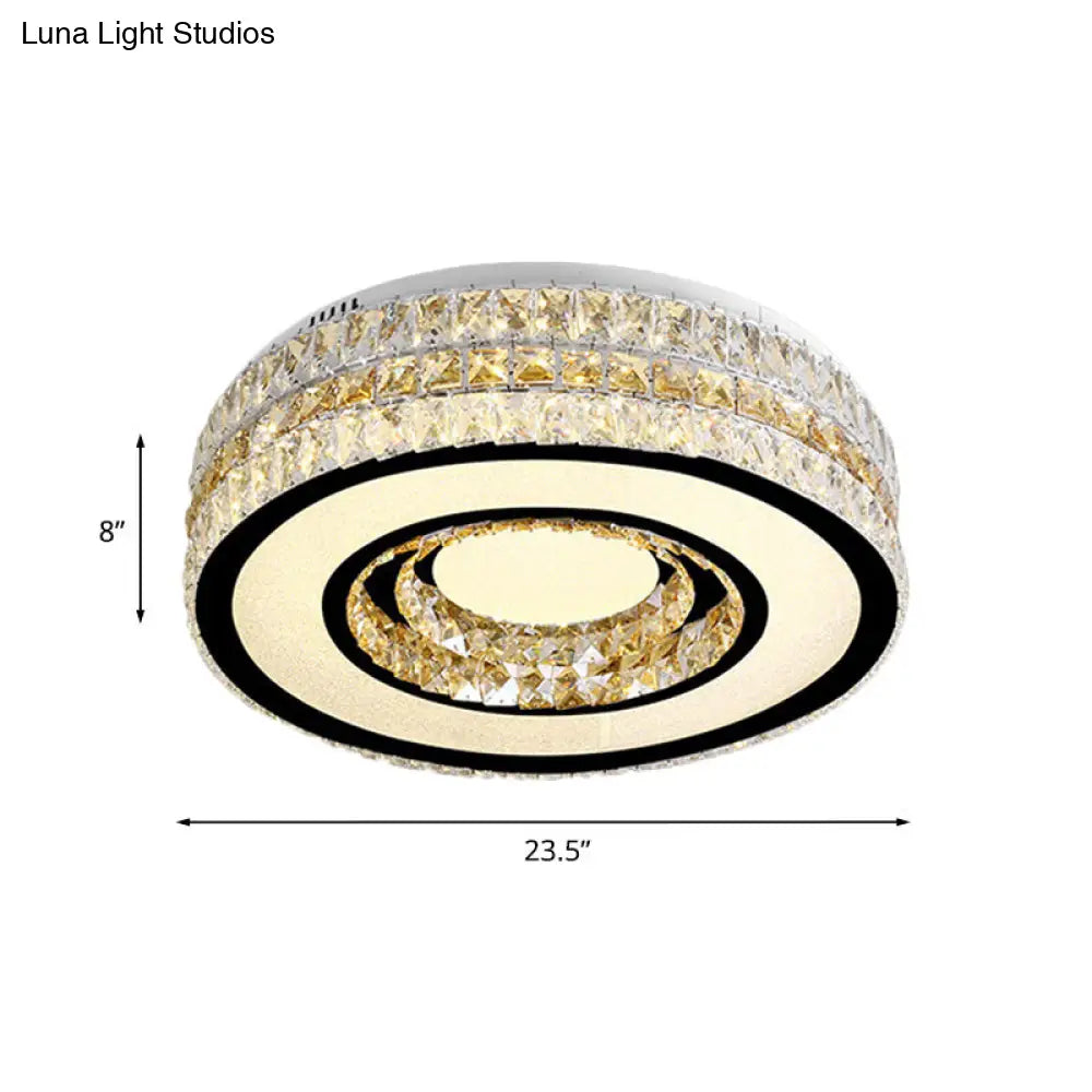 Crystal-Encrusted Led Ceiling Lamp For Minimalist Bedroom Design