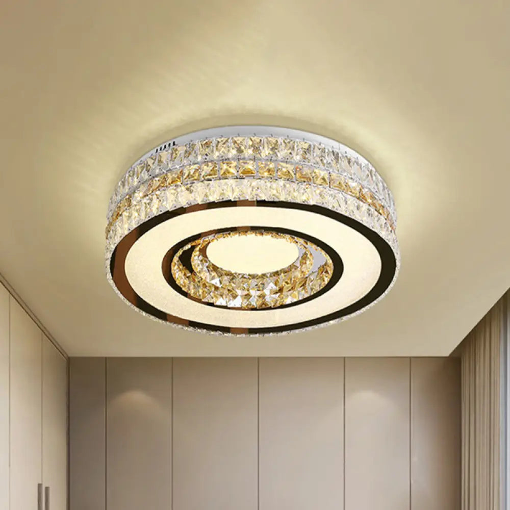 Crystal - Encrusted Led Ceiling Lamp For Minimalist Bedroom Design Nickel