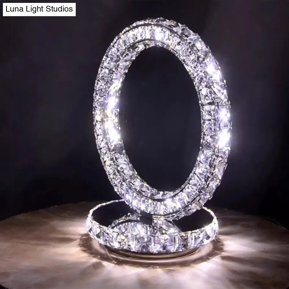 Crystal-Encrusted Led Night Lamp In Warm/White Light - Crescent/Circle/Heart Design Romantic And