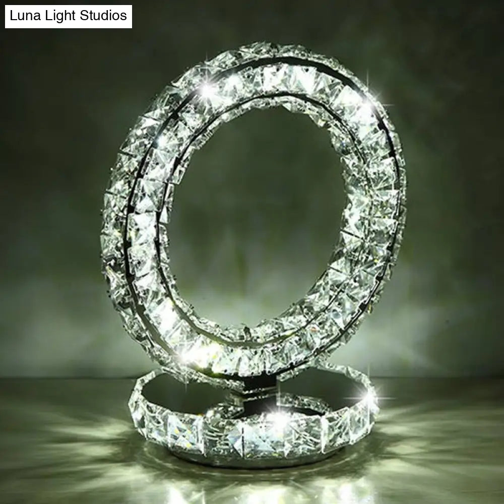 Crystal-Encrusted Led Night Lamp In Warm/White Light - Crescent/Circle/Heart Design Romantic And