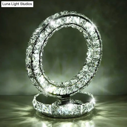 Crystal-Encrusted Led Night Lamp In Warm/White Light - Crescent/Circle/Heart Design Romantic And