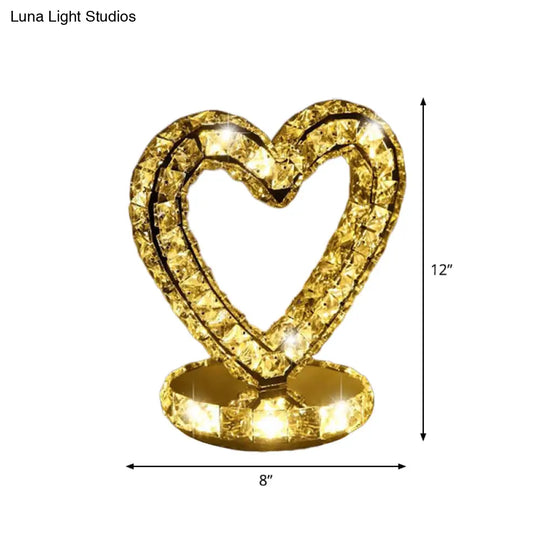 Crystal-Encrusted Led Night Lamp In Warm/White Light - Crescent/Circle/Heart Design Romantic And