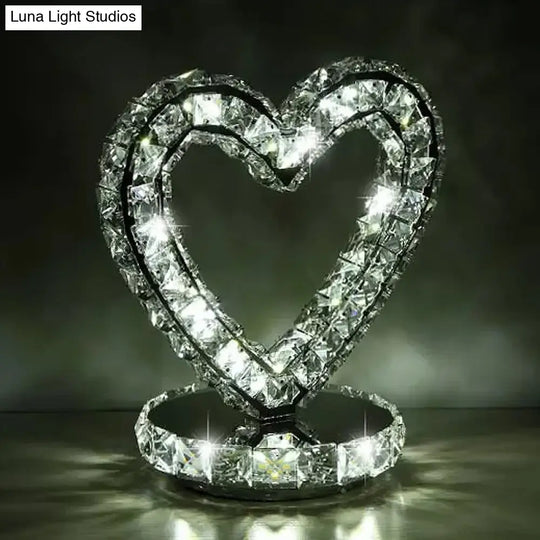 Crystal-Encrusted Led Night Lamp In Warm/White Light - Crescent/Circle/Heart Design Romantic And