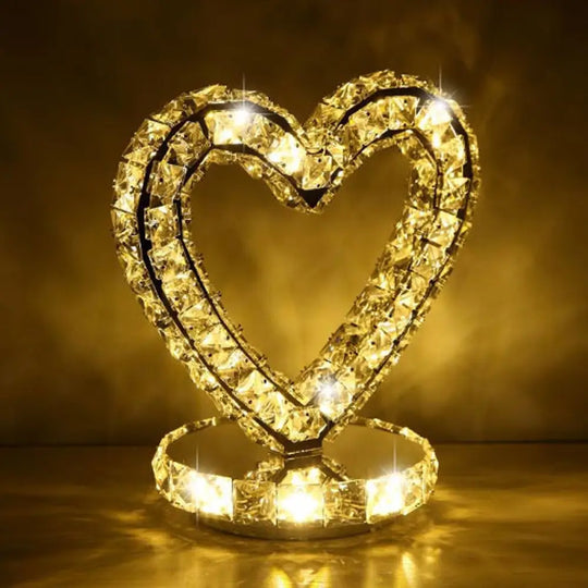 Crystal-Encrusted Led Night Lamp In Warm/White Light - Crescent/Circle/Heart Design Romantic And