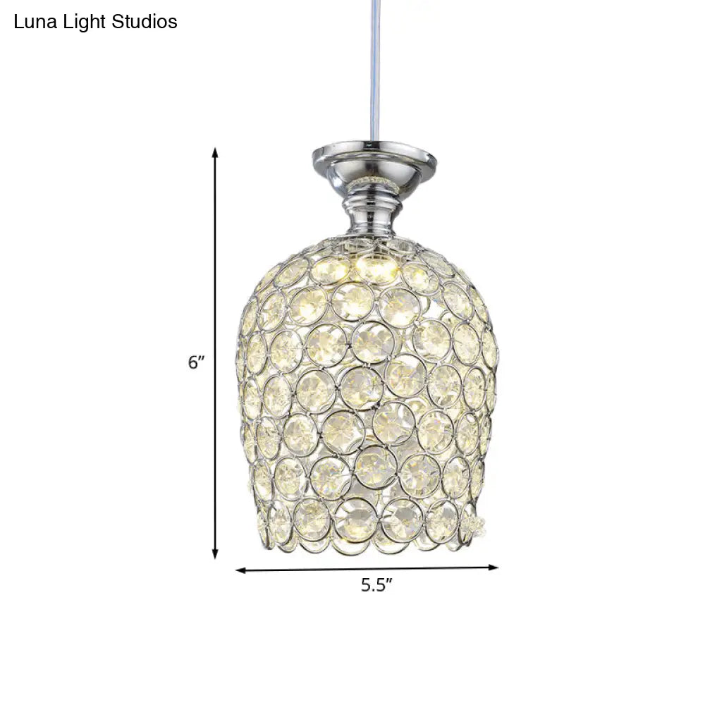 Crystal-Encrusted Wine Cup Ceiling Pendant Light - Chrome Finish