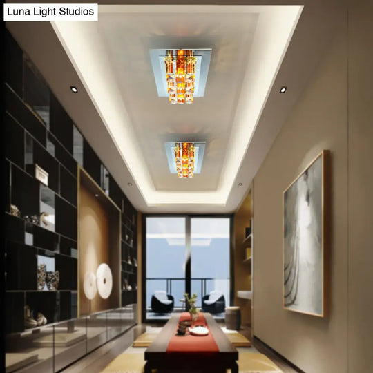 Crystal Entryway Rectangle Led Flush Mount Ceiling Light