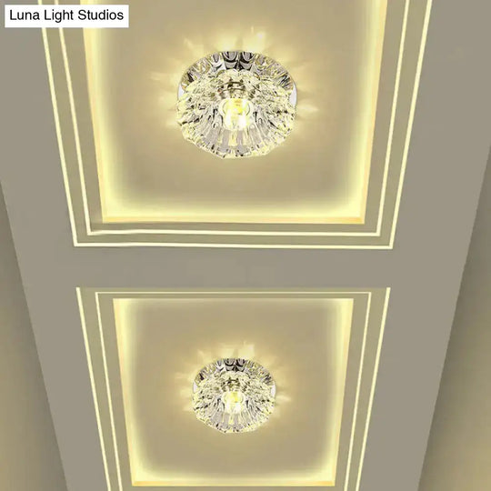 Crystal Floral Ceiling Mount Light: Modern Led Chrome Flush Porch Fixture