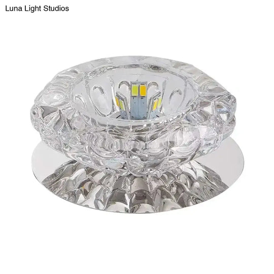 Crystal Floral Ceiling Mount Light: Modern Led Chrome Flush Porch Fixture