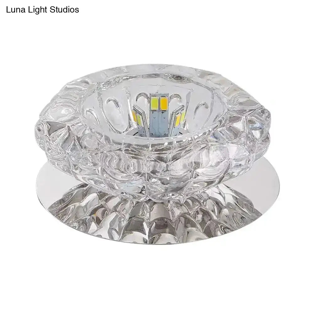 Crystal Floral Ceiling Mount Light: Modern Led Chrome Flush Porch Fixture