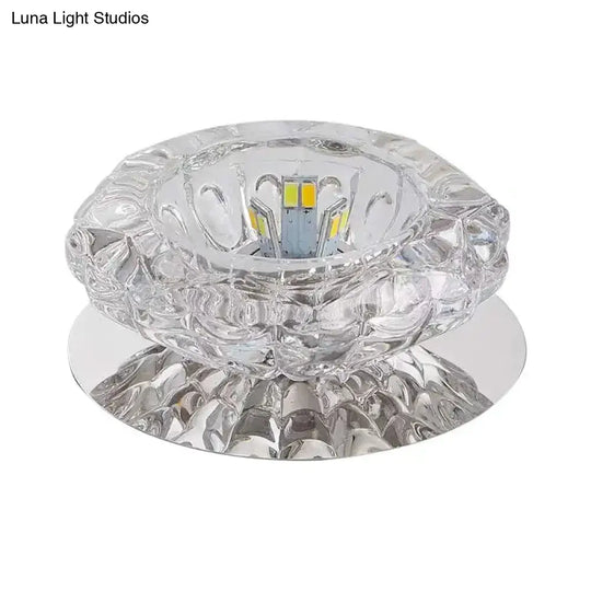 Crystal Floral Ceiling Mount Light: Modern Led Chrome Flush Porch Fixture