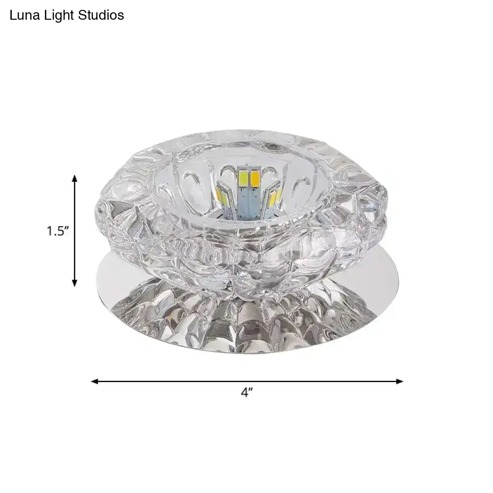 Crystal Floral Ceiling Mount Light: Modern Led Chrome Flush Porch Fixture