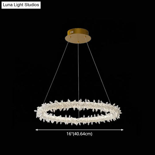 Contemporary Crystal Flower Ring Chandelier - Stylish Hanging Light Fixture For Living Room