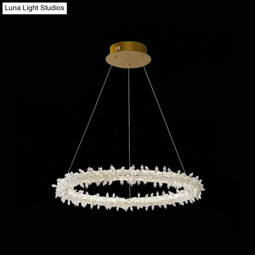 Contemporary Crystal Flower Ring Chandelier - Stylish Hanging Light Fixture For Living Room Clear /