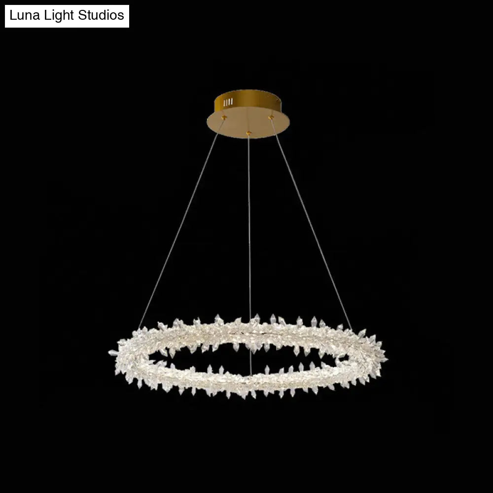 Contemporary Crystal Flower Ring Chandelier - Stylish Hanging Light Fixture For Living Room Clear /