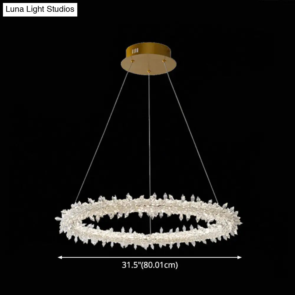 Contemporary Crystal Flower Ring Chandelier - Stylish Hanging Light Fixture For Living Room