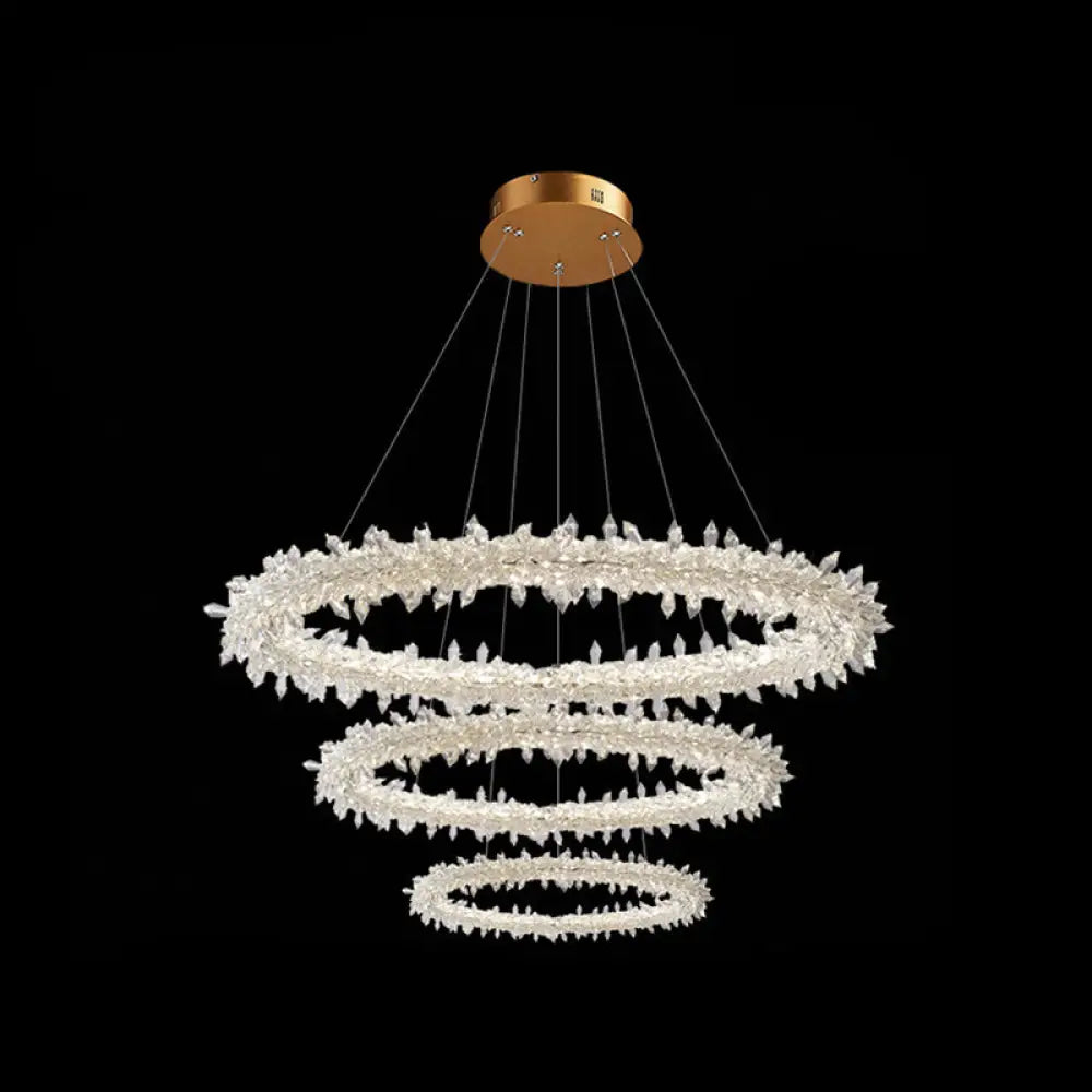 Crystal Flower Chandelier Light For Modern Living Rooms Clear / 12’ + 19.5’ + 27.5’