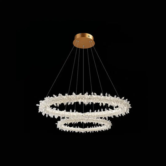 Crystal Flower Chandelier Light For Modern Living Rooms Clear / 12’ + 19.5’